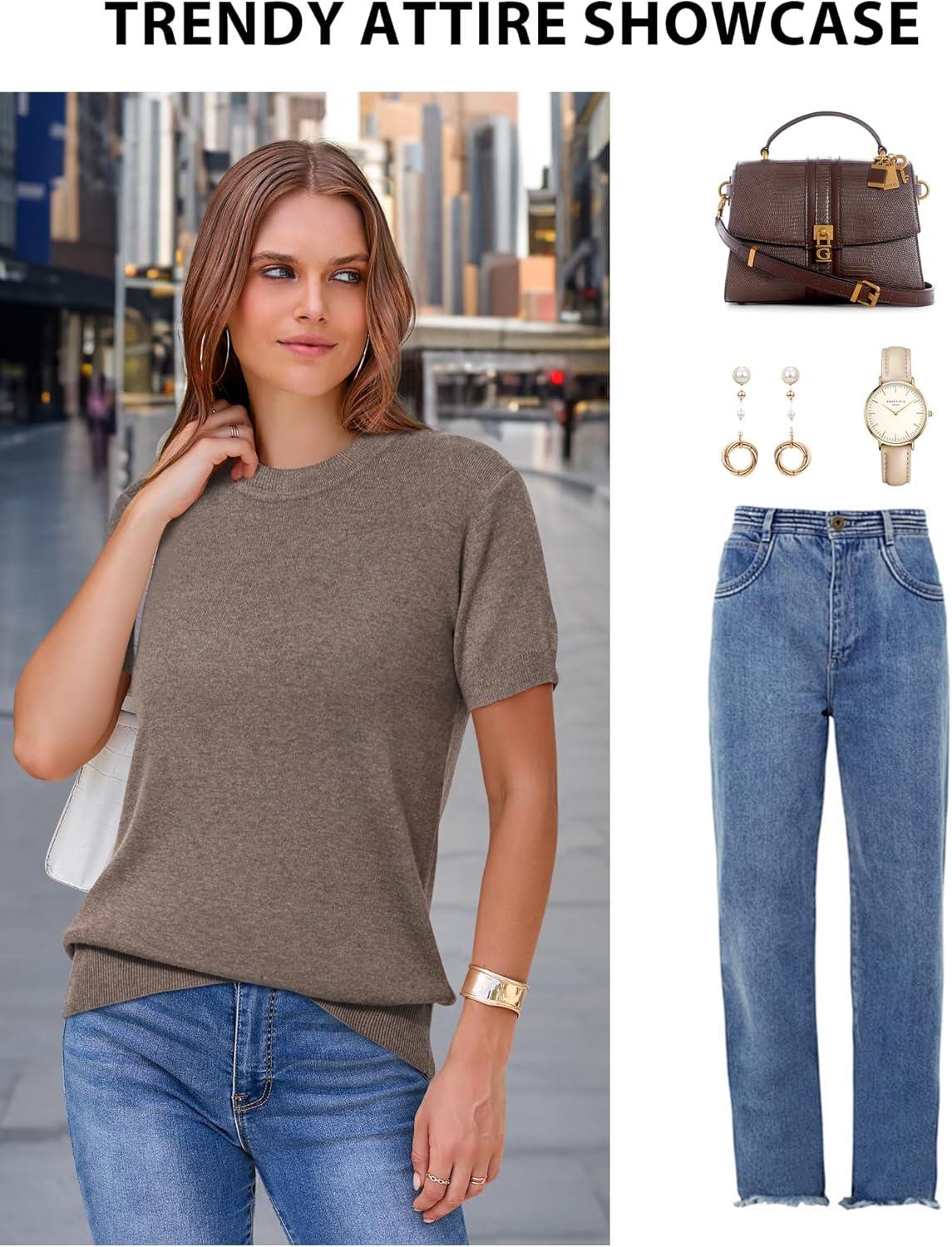 imageArachampampCloz Womens Wool Blend Business Casual Essential Fall Layering Pullover SweatersCoffee