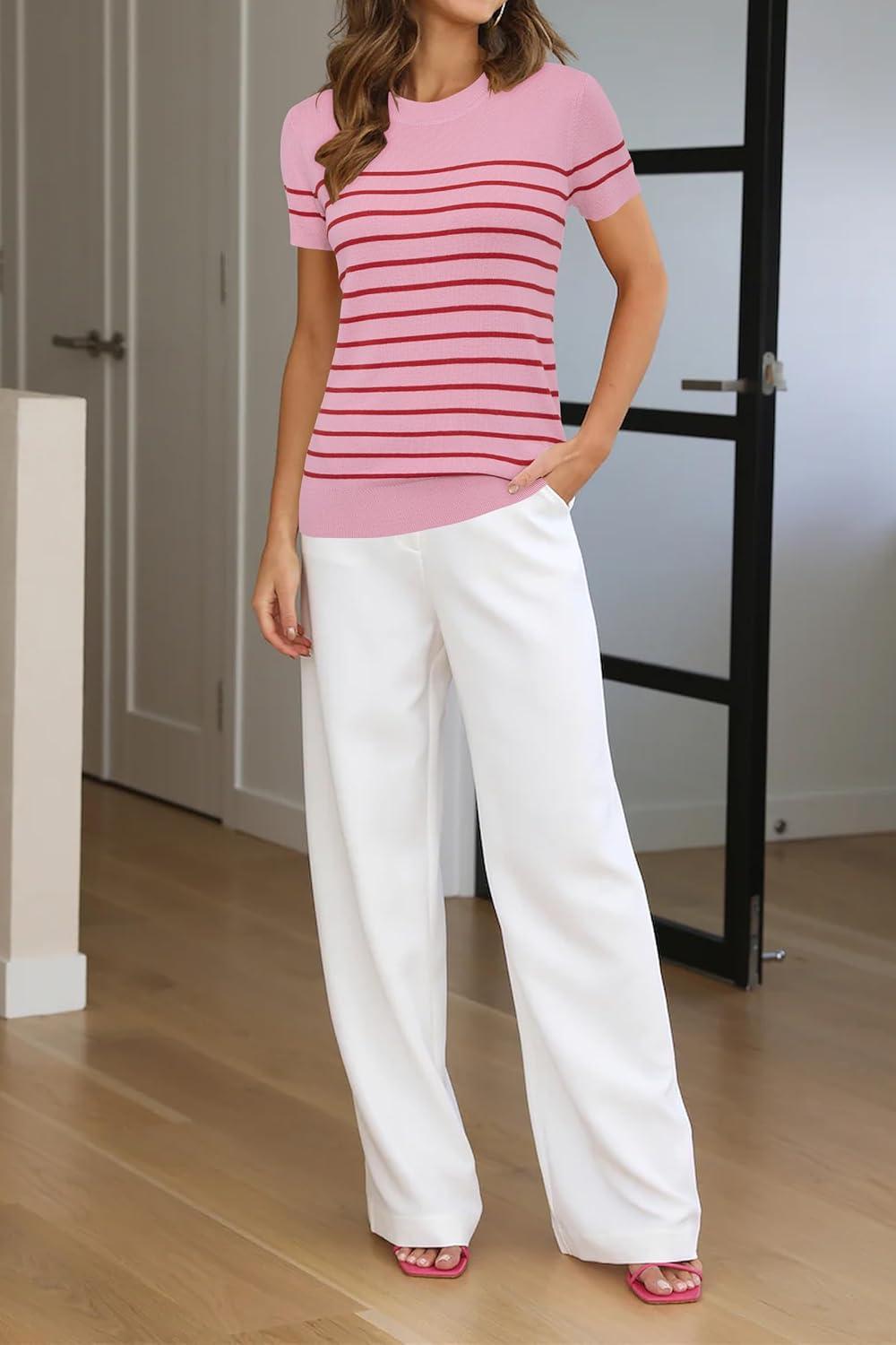 imageArachampampCloz Womens Wool Blend Business Casual Essential Fall Layering Pullover SweatersPinkred