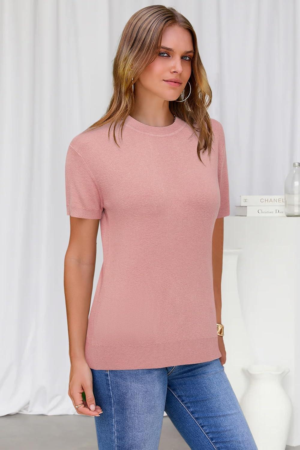 imageArachampampCloz Womens Wool Blend Business Casual Essential Fall Layering Pullover SweatersSakura Pink