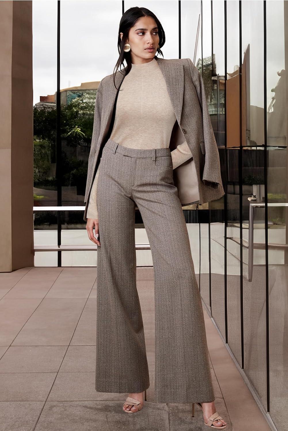 imageArachampampCloz Womens Wool Blend Fall Sweaters Mock Neck Business Casual OutfitsAapricot