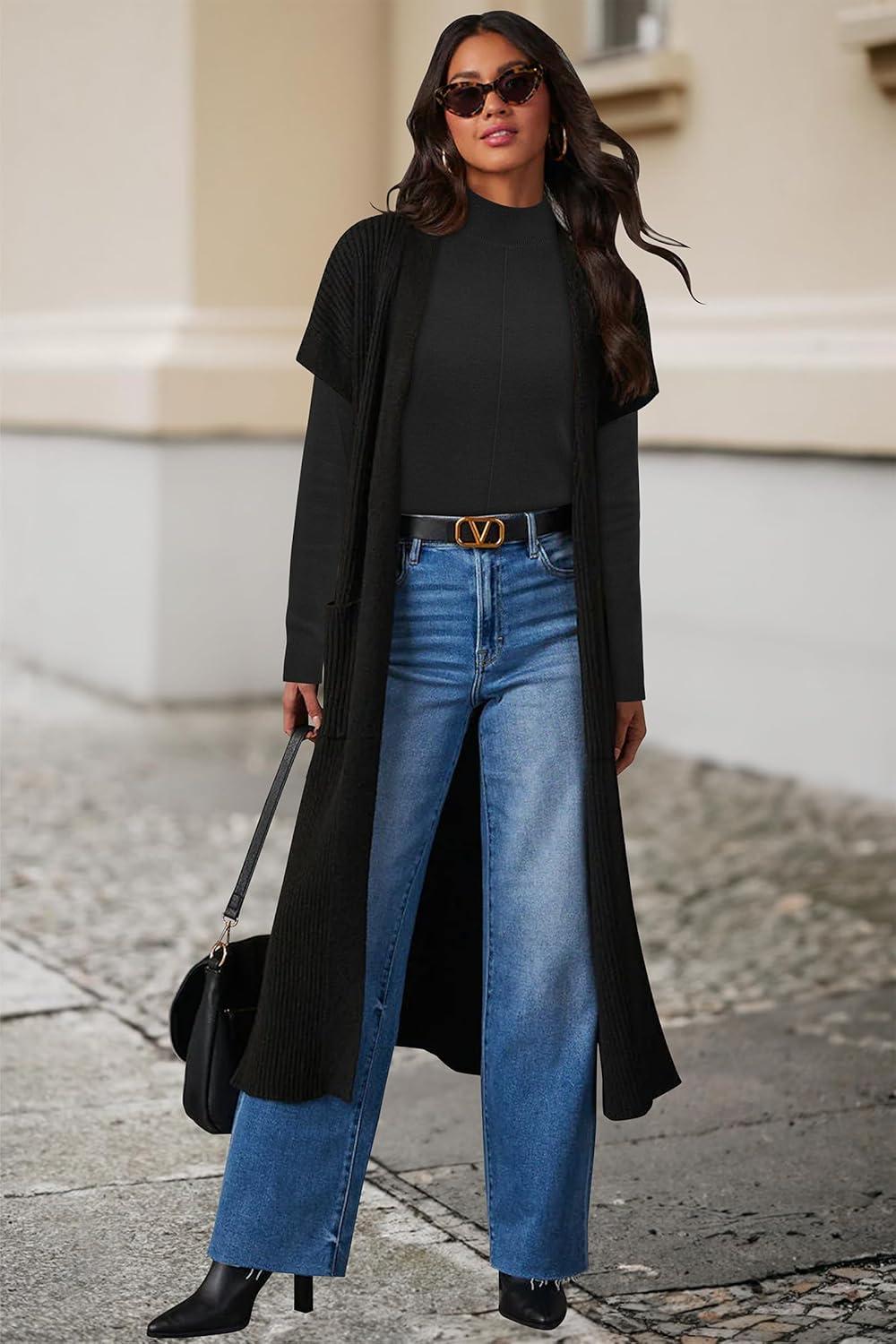 imageArachampampCloz Womens Wool Blend Fall Sweaters Mock Neck Business Casual OutfitsAblack