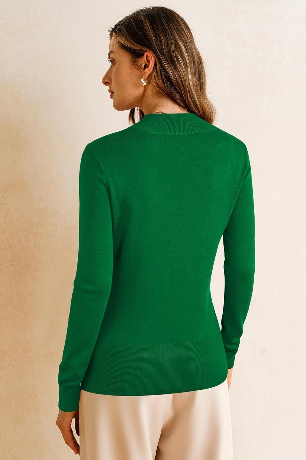 imageArachampampCloz Womens Wool Blend Fall Sweaters Mock Neck Business Casual OutfitsGreen