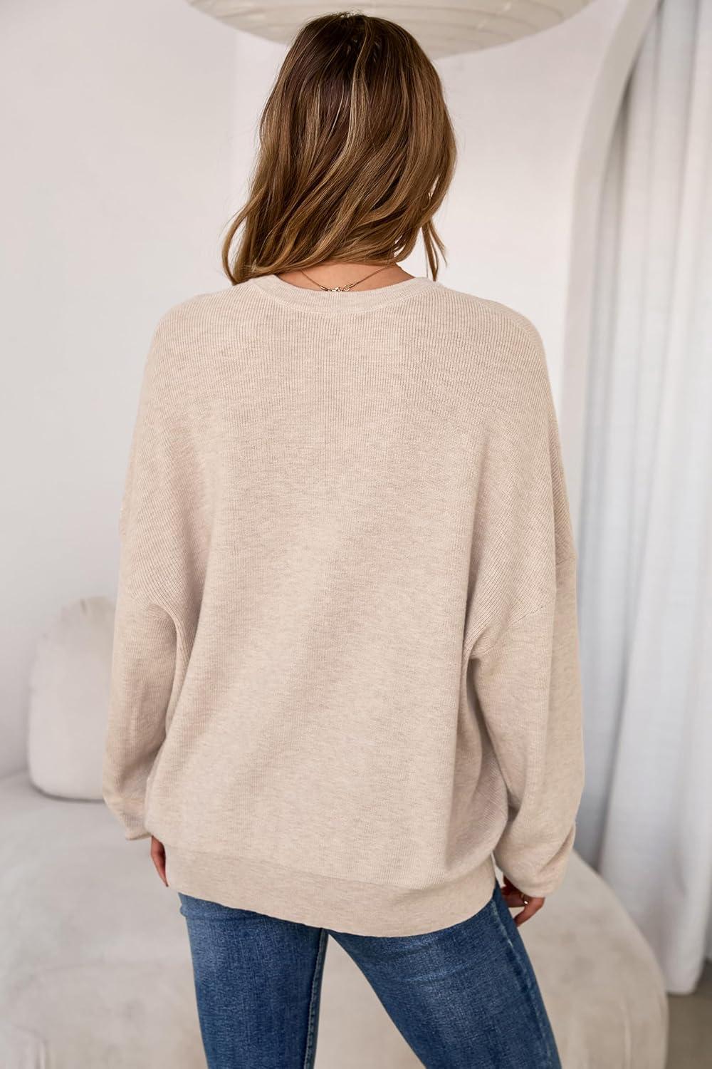 imageArachampampCloz Womens Wool Blend Oversized Sweaters Crewneck Casual Fall Outfits Fashion TopsApricot