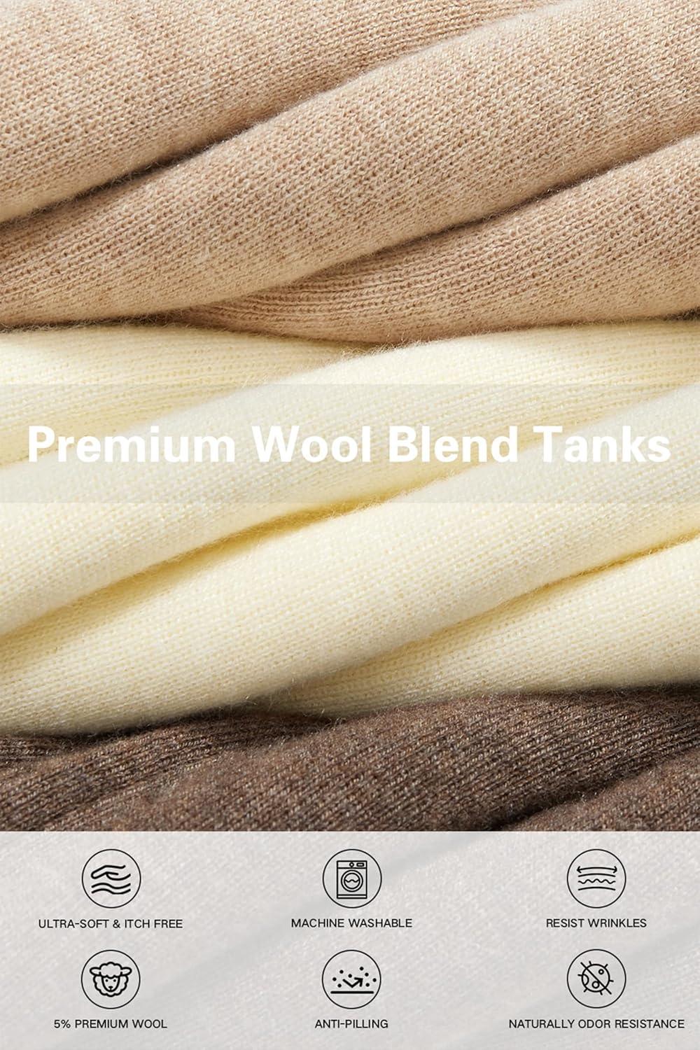 imageArachampampCloz Womens Wool Blend Sweaters Non See Through Double VNeck AllSeason Tank 2025Light Blue