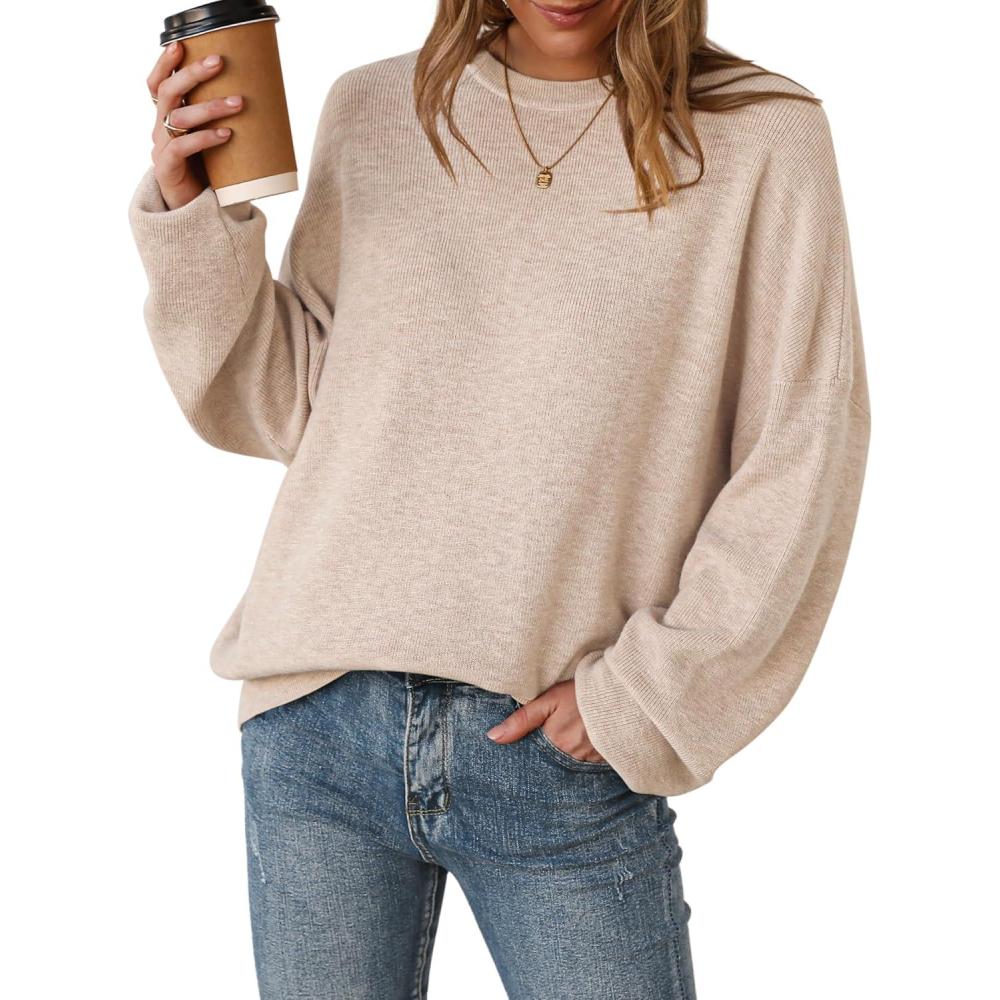 imageArachampampCloz Womens Wool Blend Oversized Sweaters Crewneck Casual Fall Outfits Fashion TopsApricot