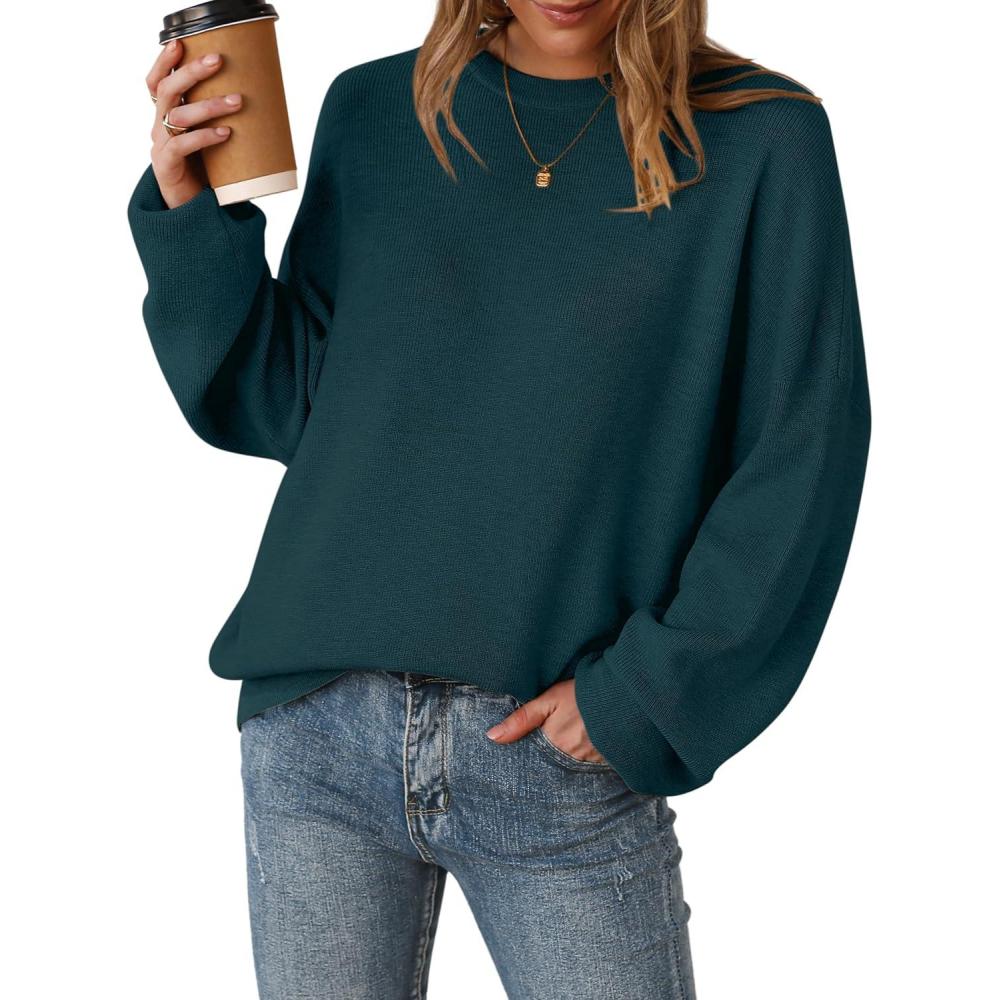 imageArachampampCloz Womens Wool Blend Oversized Sweaters Crewneck Casual Fall Outfits Fashion TopsDark Green