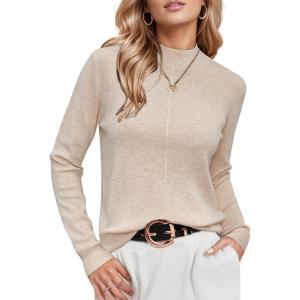 Arach&Cloz Women’s Wool Blend Fall Sweaters Mock Neck Business Casual Outfits(A-apricot)