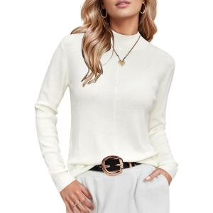 Arach&Cloz Women’s Wool Blend Fall Sweaters Mock Neck Business Casual Outfits(A-off-white)