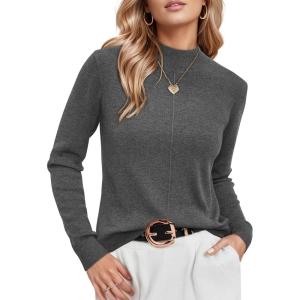 Arach&Cloz Women’s Wool Blend Fall Sweaters Mock Neck Business Casual Outfits(Dark Gray)