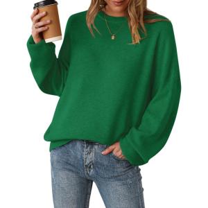 Arach&Cloz Women’s Wool Blend Oversized Sweaters Crewneck Casual Fall Outfits Fashion Tops(Green)