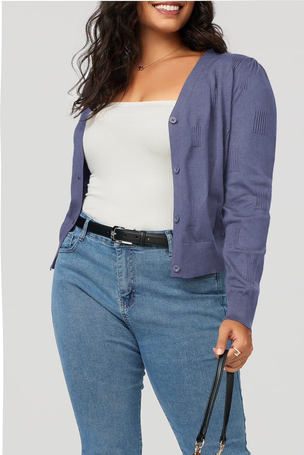 imageArachampampCloz Womens Soft Cropped Cardigan Casual Lightweight Shrug Sweater TopsGrey Bule