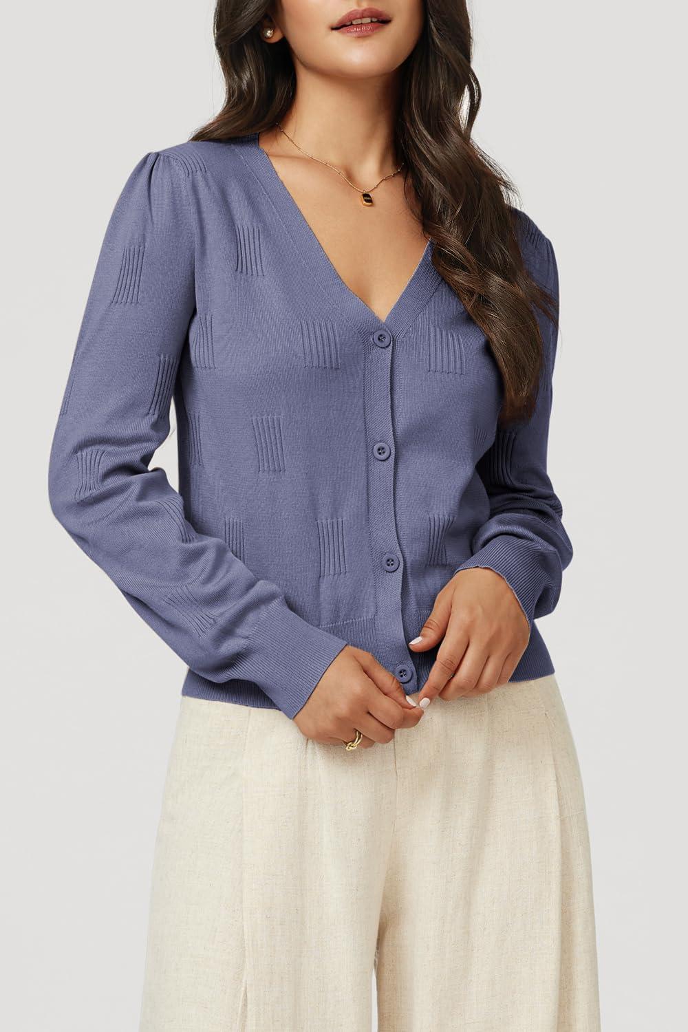 imageArachampampCloz Womens Soft Cropped Cardigan Casual Lightweight Shrug Sweater TopsGrey Bule