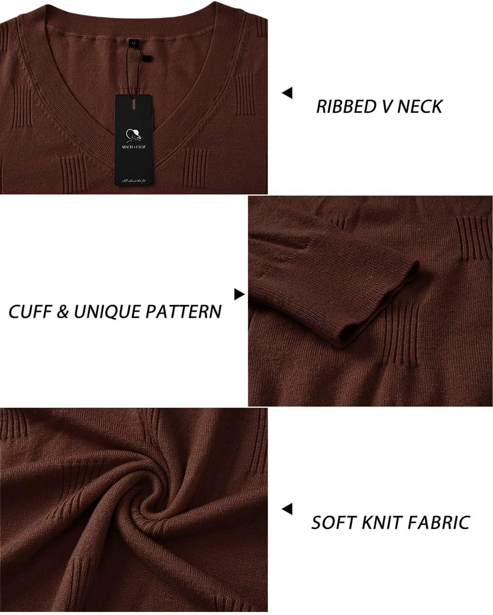 imageArachampampCloz Womens Soft V Neck Long Sleeve Fall Casual Regular Fit Sweater TopsBrown