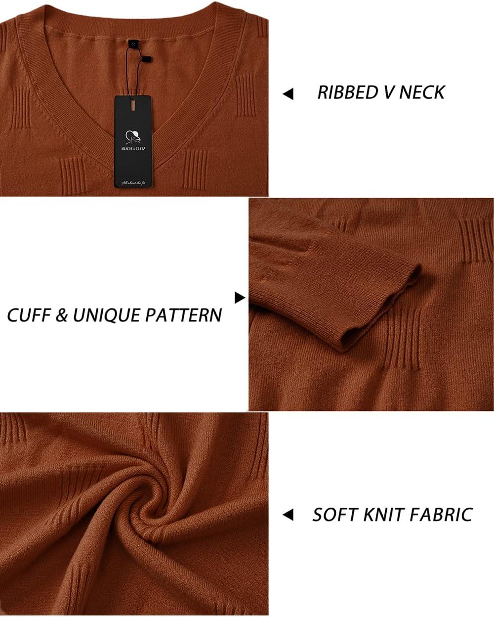 imageArachampampCloz Womens Soft V Neck Long Sleeve Fall Casual Regular Fit Sweater TopsCaramel