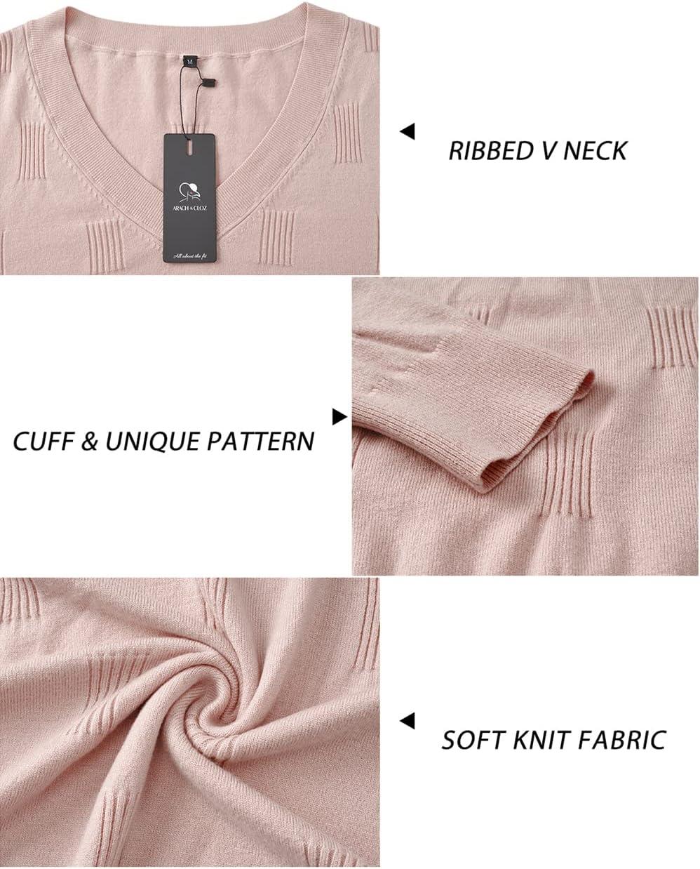 imageArachampampCloz Womens Soft V Neck Long Sleeve Fall Casual Regular Fit Sweater TopsLight Pink02