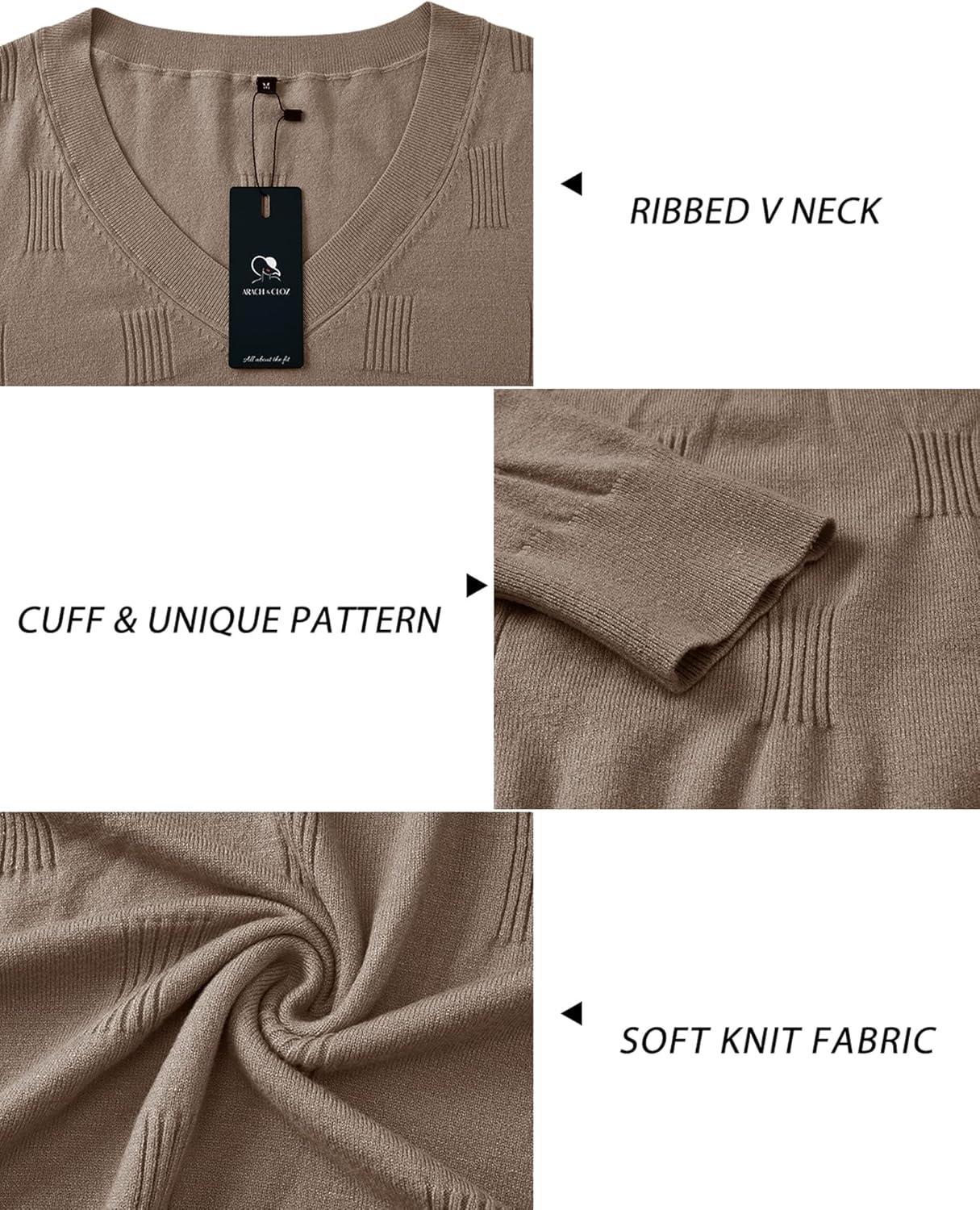 imageArachampampCloz Womens Soft V Neck Long Sleeve Fall Casual Regular Fit Sweater TopsNutmeg