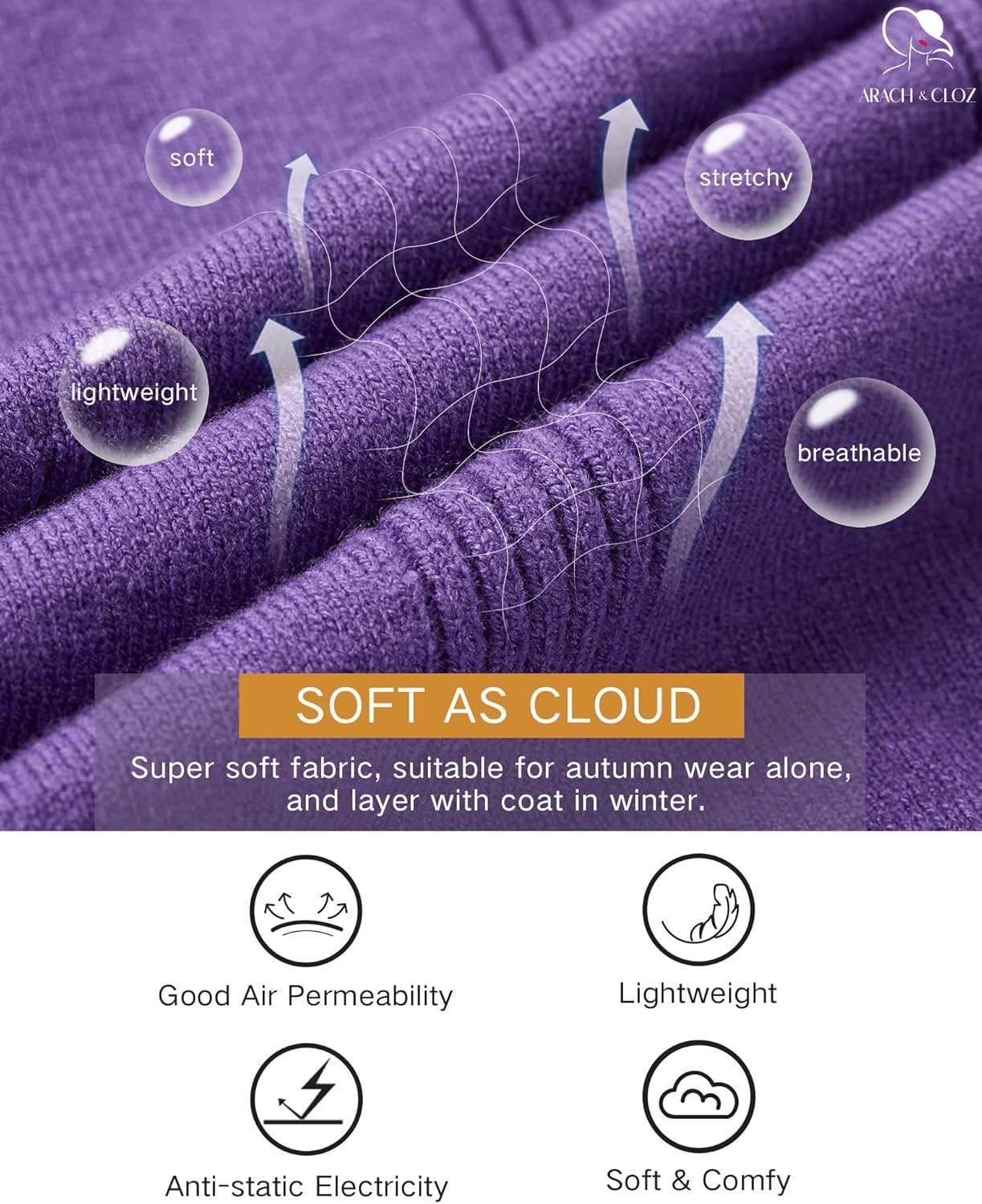 imageArachampampCloz Womens Soft V Neck Long Sleeve Fall Casual Regular Fit Sweater TopsPurple