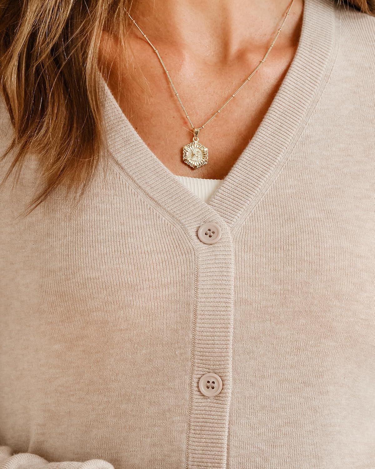 imageArachampampCloz Womens Wool Blend Business Casual Cardigan Sweaters 2025Apricot