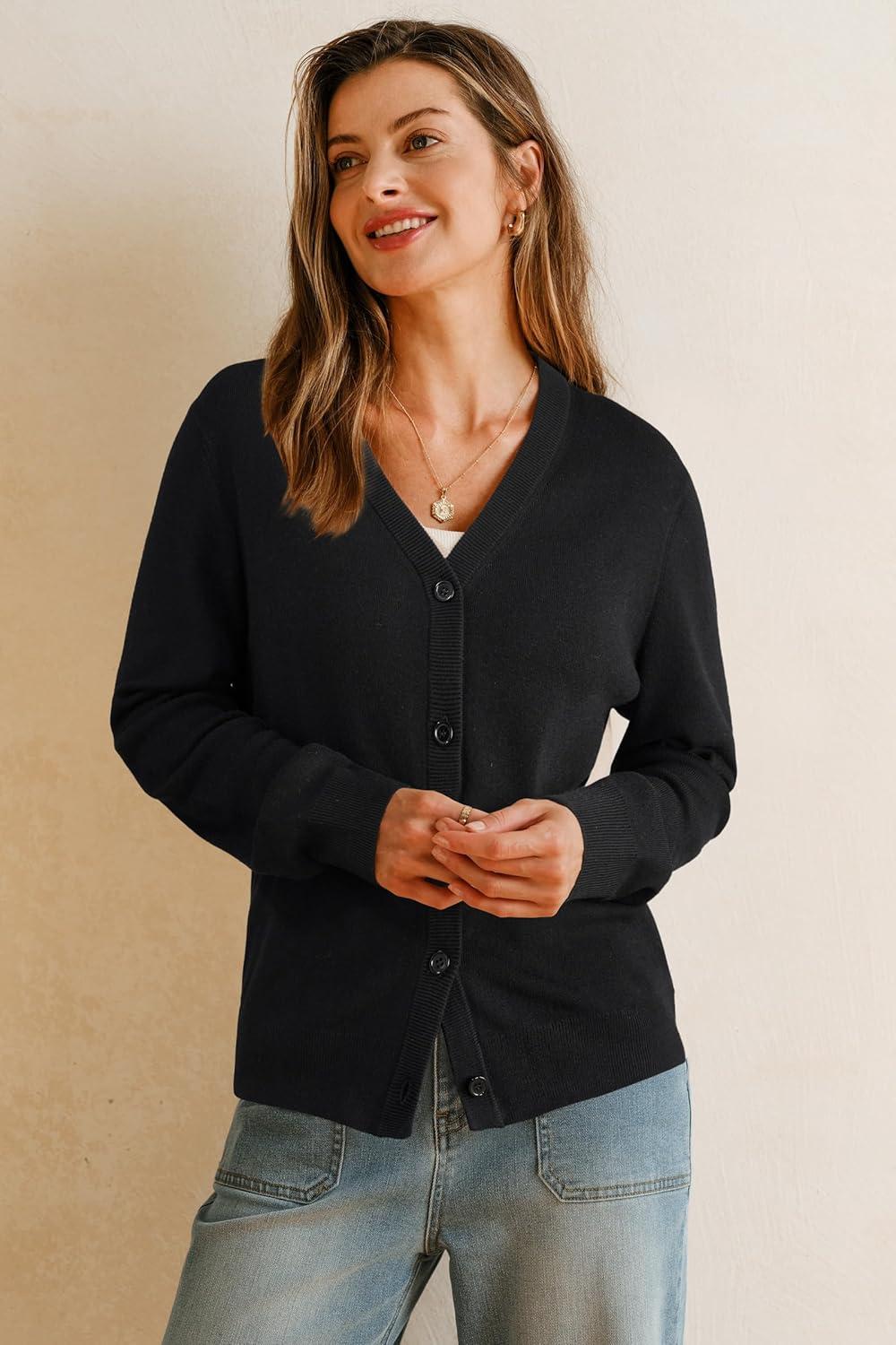 imageArachampampCloz Womens Wool Blend Business Casual Cardigan Sweaters 2025Black