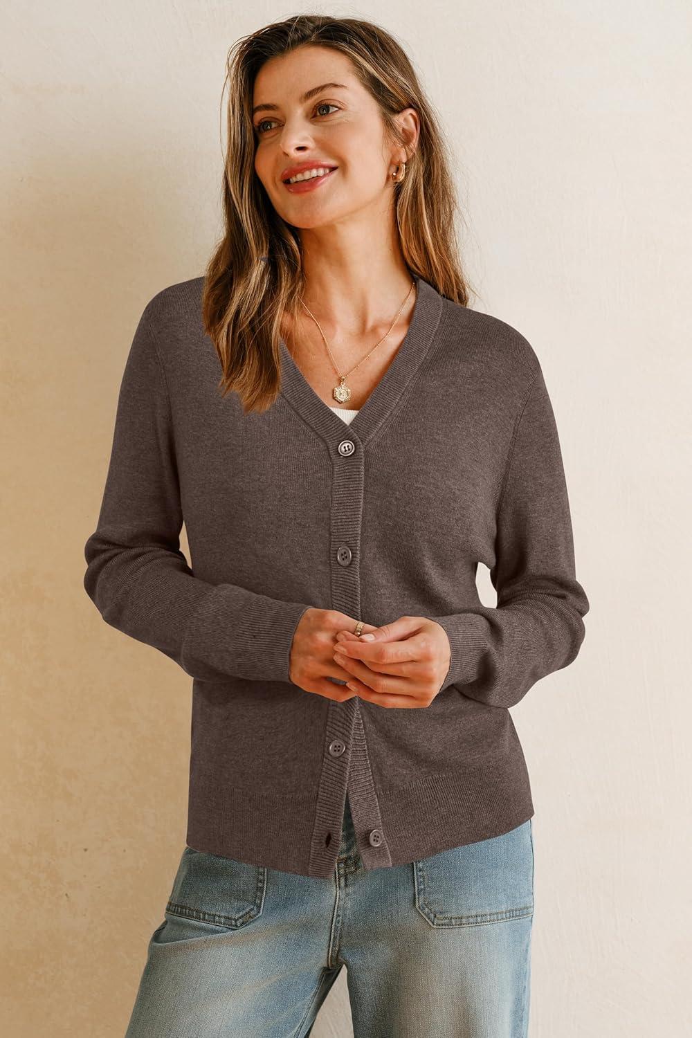 imageArachampampCloz Womens Wool Blend Business Casual Cardigan Sweaters 2025Coffee