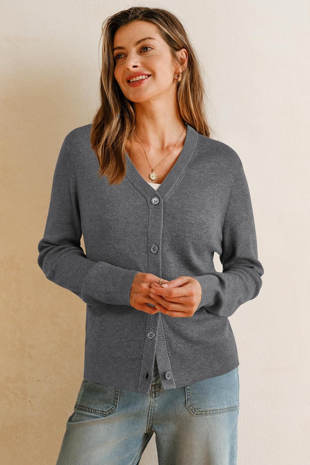 imageArachampampCloz Womens Wool Blend Business Casual Cardigan Sweaters 2025Dark Gray