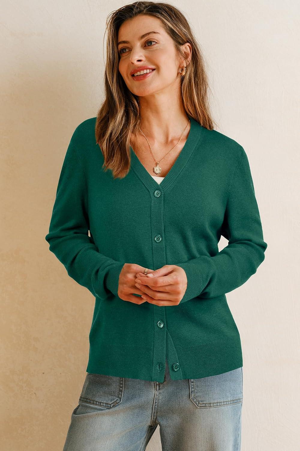 imageArachampampCloz Womens Wool Blend Business Casual Cardigan Sweaters 2025Dark Green