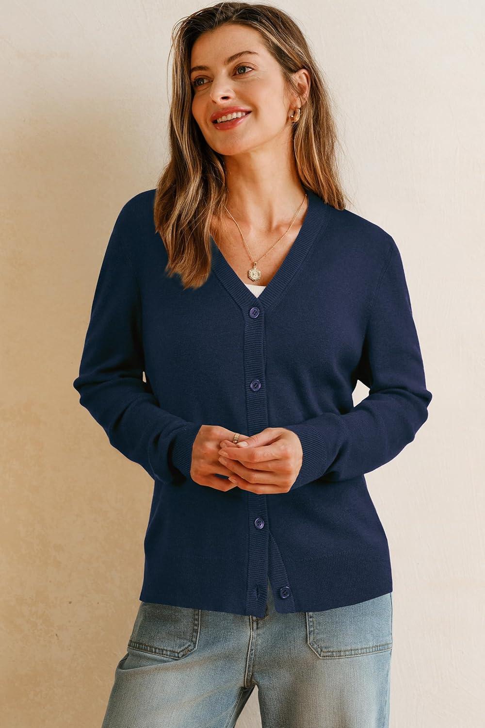 imageArachampampCloz Womens Wool Blend Business Casual Cardigan Sweaters 2025Navy