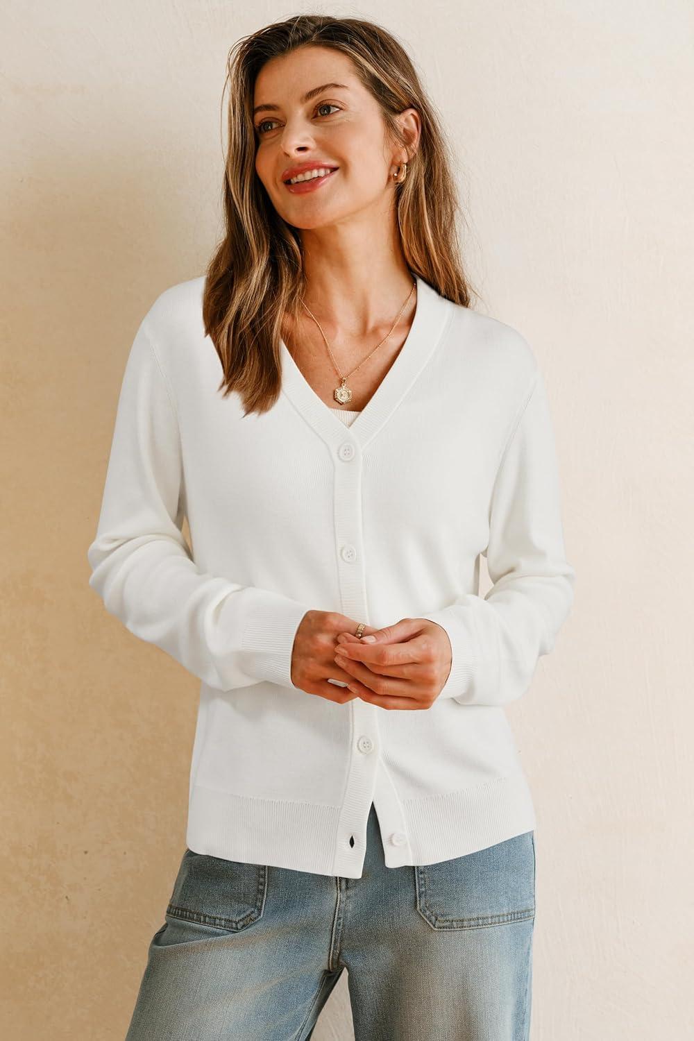 imageArachampampCloz Womens Wool Blend Business Casual Cardigan Sweaters 2025Offwhite