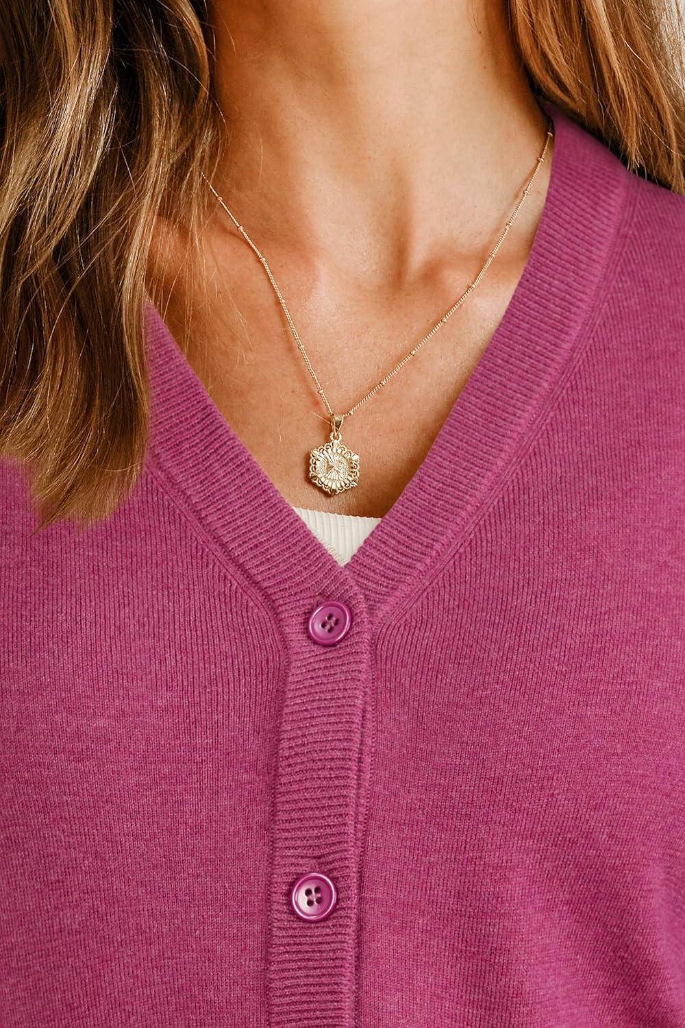 imageArachampampCloz Womens Wool Blend Business Casual Cardigan Sweaters 2025Ruby Pink