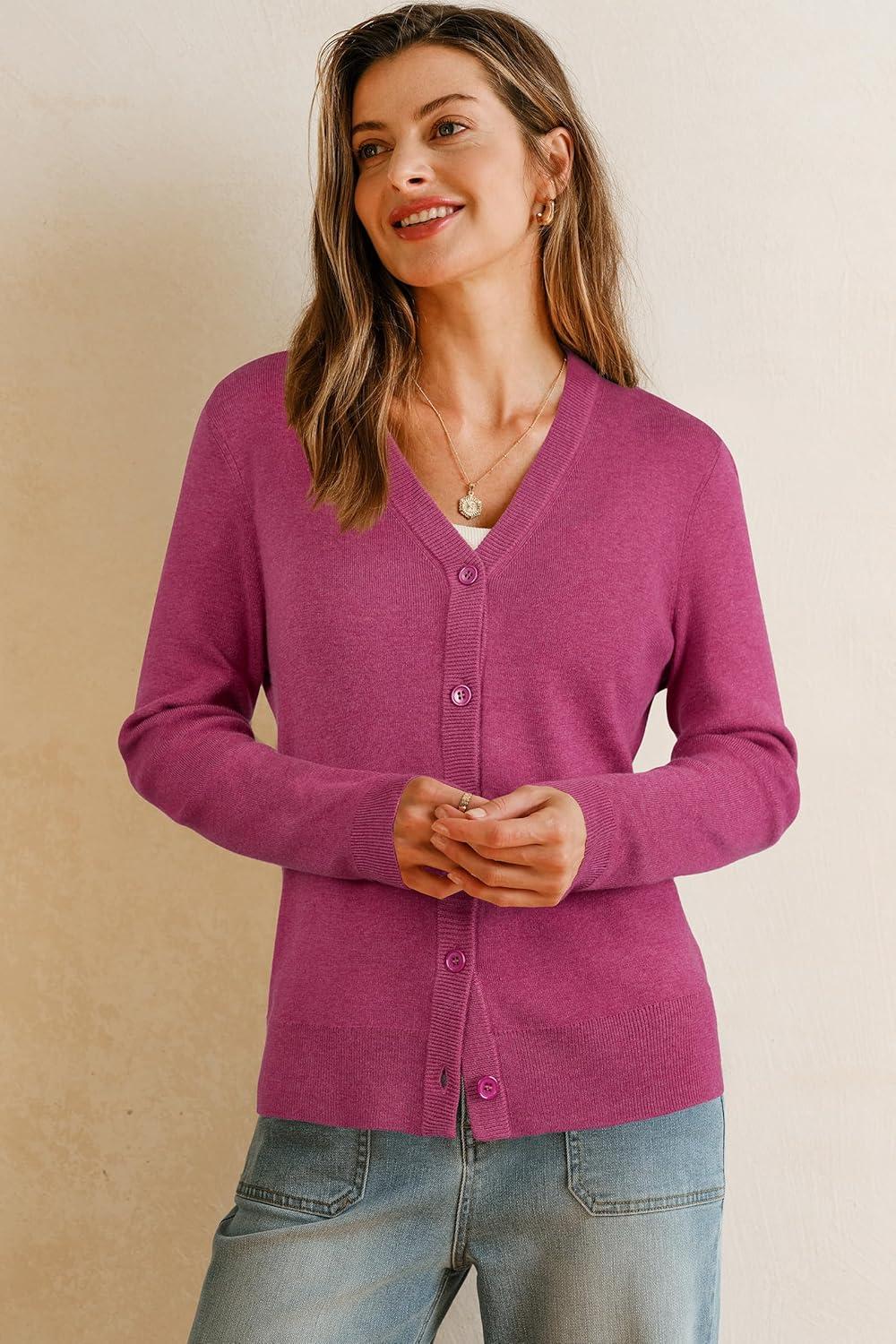 imageArachampampCloz Womens Wool Blend Business Casual Cardigan Sweaters 2025Ruby Pink