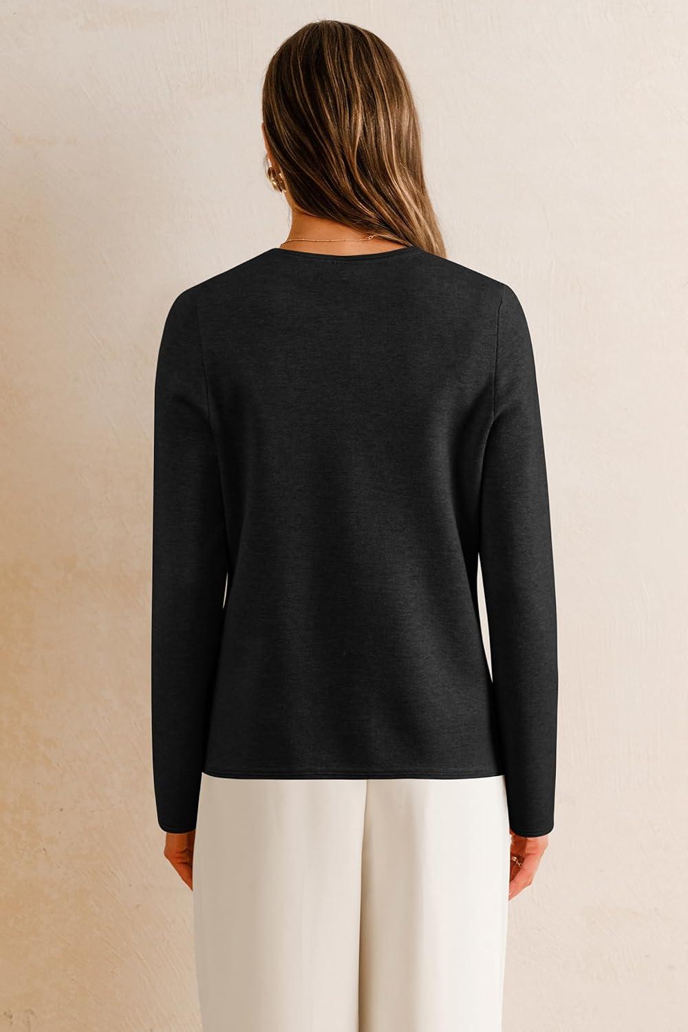 imageArachampampCloz Womens Wool Blend Sweater Blazers Business Casual Jacket with Pockets 2025Black