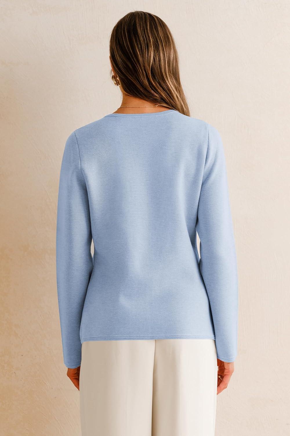 imageArachampampCloz Womens Wool Blend Sweater Blazers Business Casual Jacket with Pockets 2025Blue