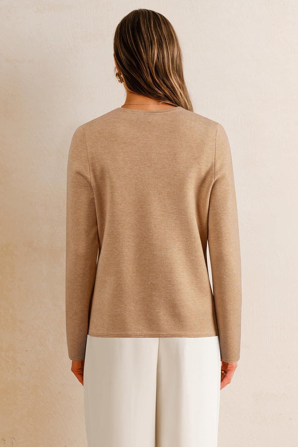 imageArachampampCloz Womens Wool Blend Sweater Blazers Business Casual Jacket with Pockets 2025Brown