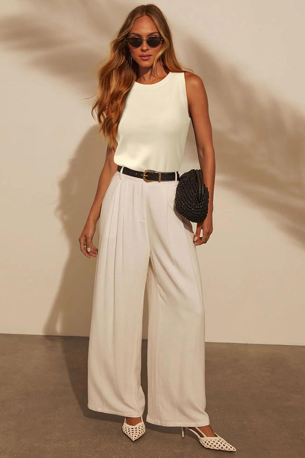 imageArachampampCloz Womens Wool Blend Sweaters Non See Through AllSeason Business Casual Tank 2025Beige