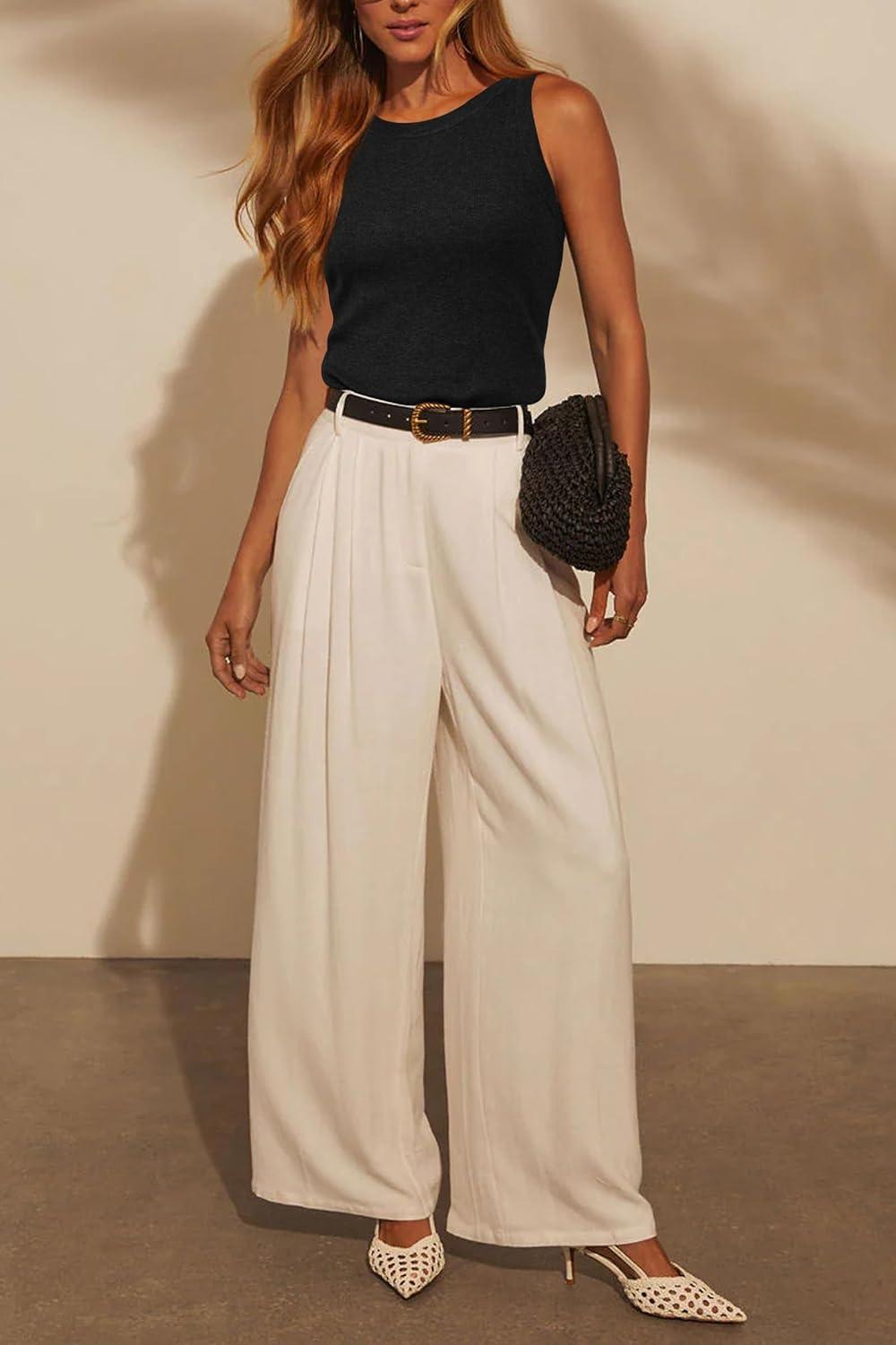 imageArachampampCloz Womens Wool Blend Sweaters Non See Through AllSeason Business Casual Tank 2025Black