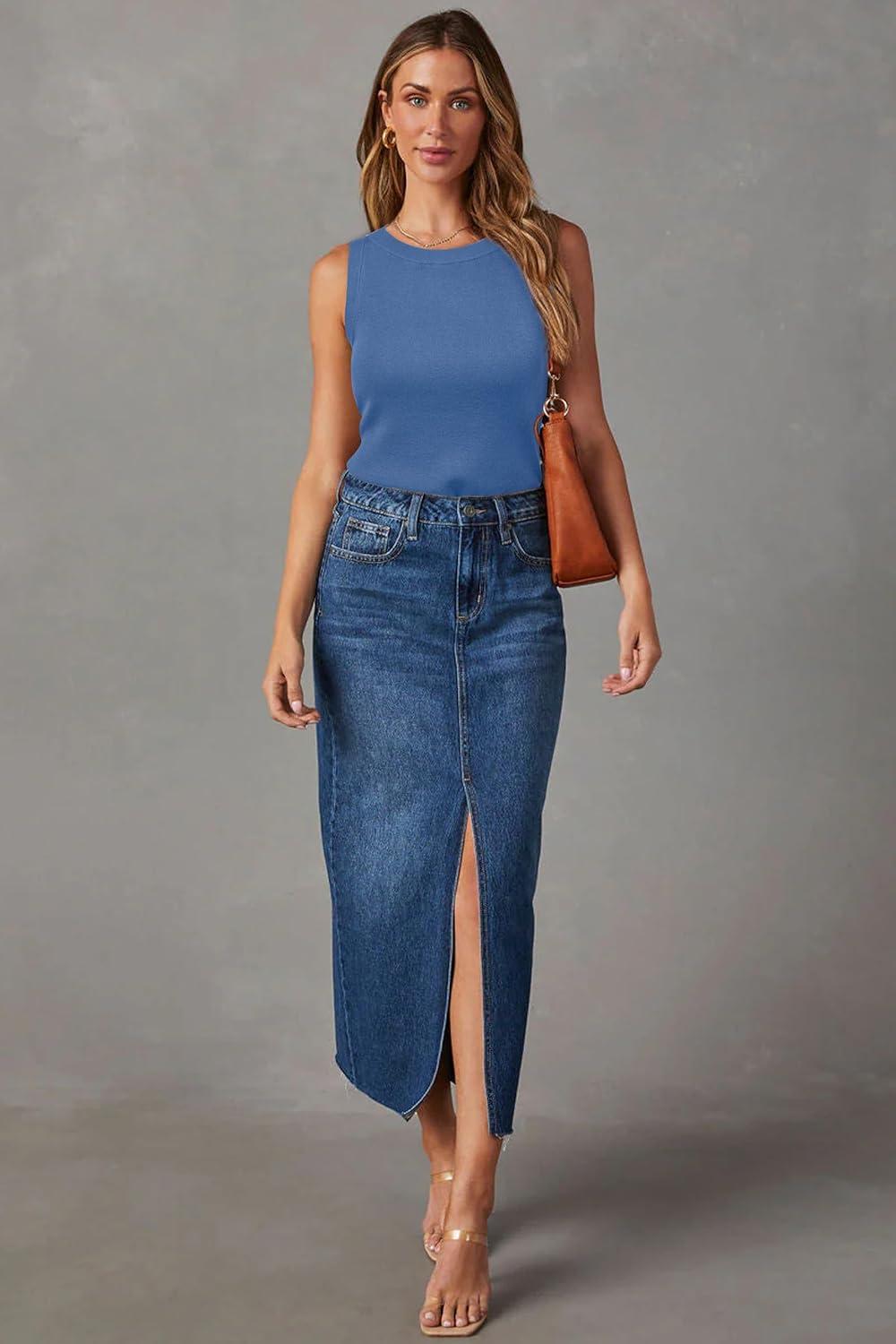 imageArachampampCloz Womens Wool Blend Sweaters Non See Through AllSeason Business Casual Tank 2025Blue