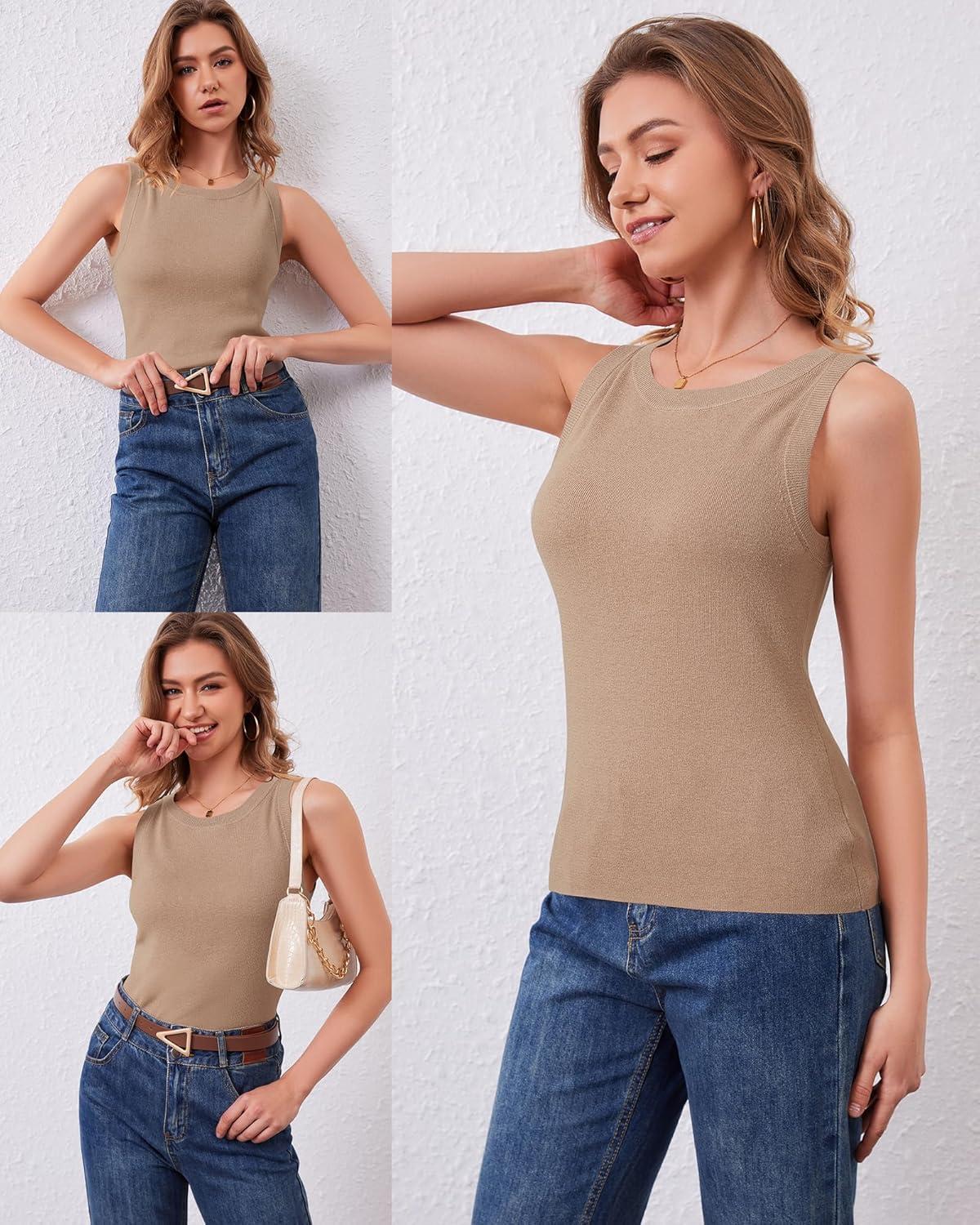 imageArachampampCloz Womens Wool Blend Sweaters Non See Through AllSeason Business Casual Tank 2025Camel
