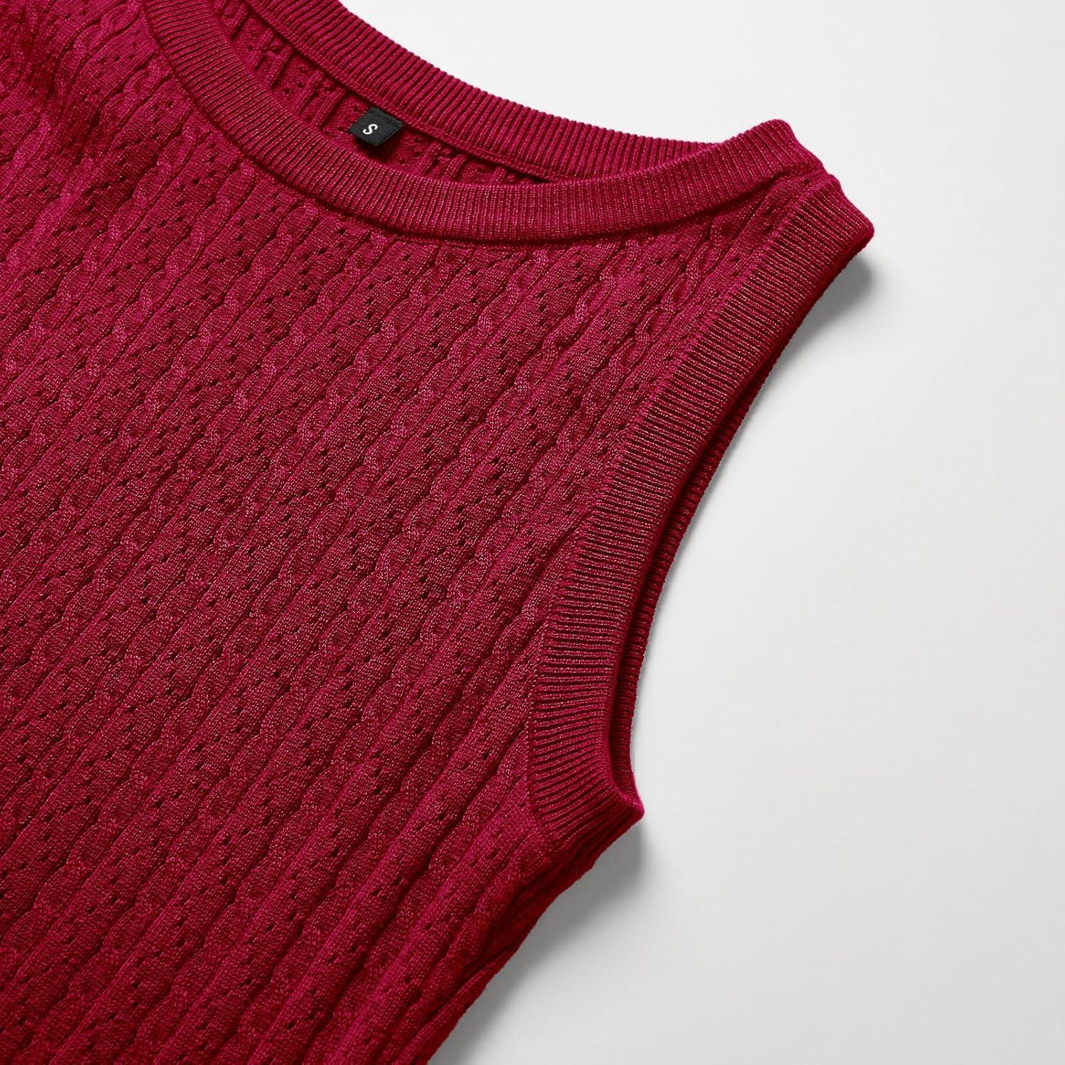 imageArachampampCloz Womens Wool Blend Sweaters Non See Through AllSeason Business Casual Tank 2025Cburgundy Red