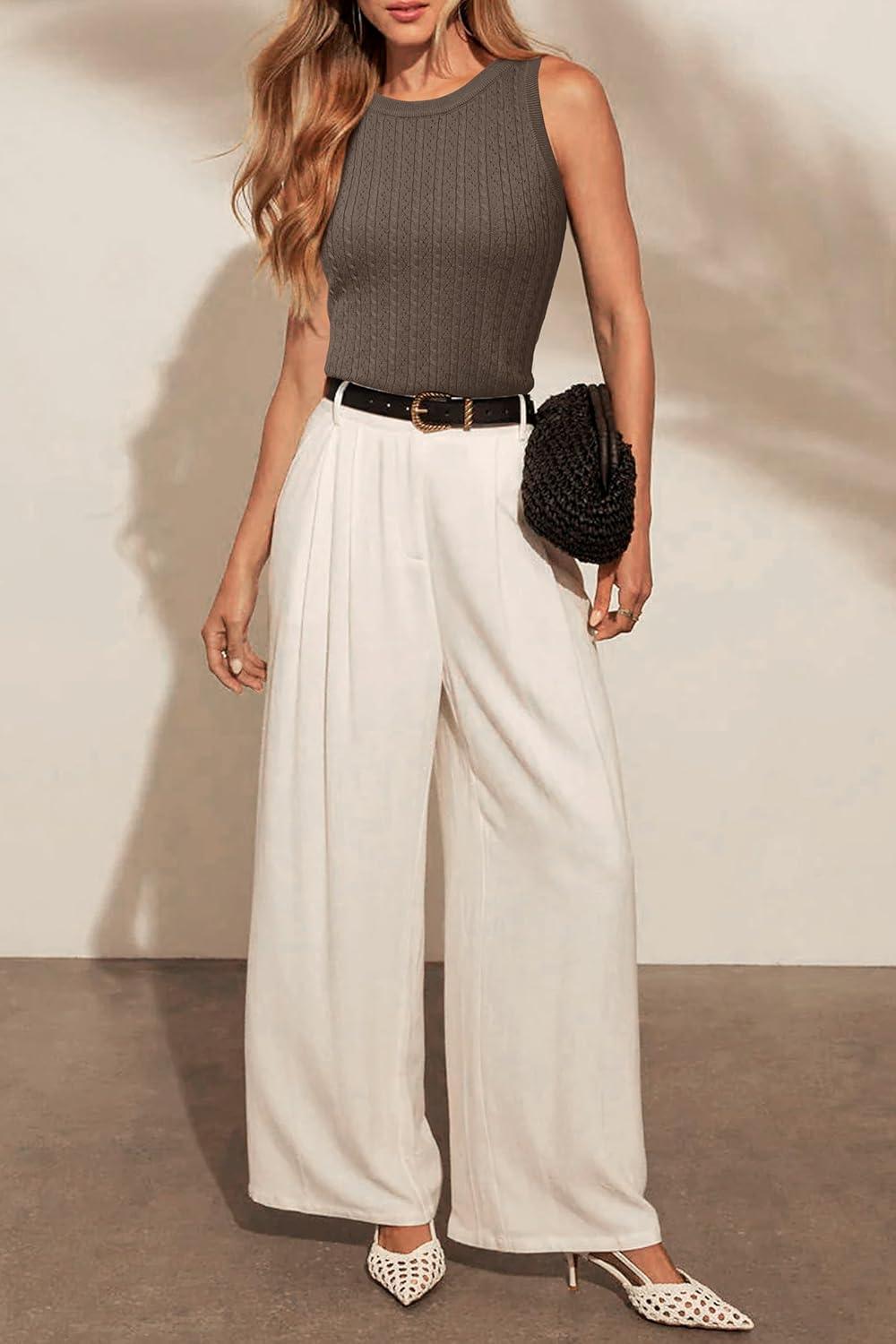 imageArachampampCloz Womens Wool Blend Sweaters Non See Through AllSeason Business Casual Tank 2025Ccoffee