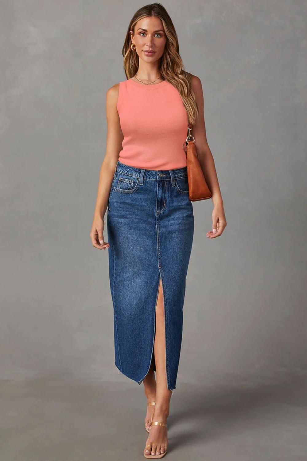 imageArachampampCloz Womens Wool Blend Sweaters Non See Through AllSeason Business Casual Tank 2025Coral Orange