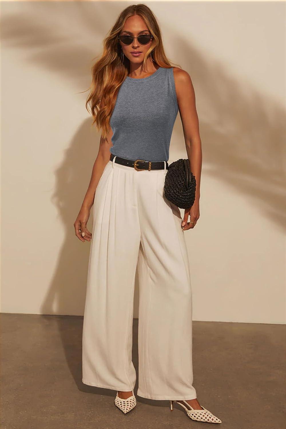 imageArachampampCloz Womens Wool Blend Sweaters Non See Through AllSeason Business Casual Tank 2025Dark Gray