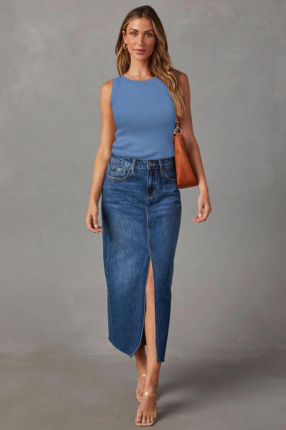 imageArachampampCloz Womens Wool Blend Sweaters Non See Through AllSeason Business Casual Tank 2025Grey Blue