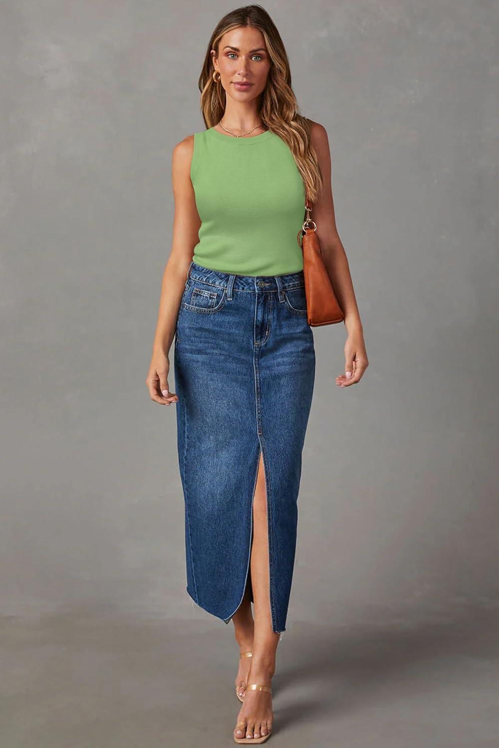 imageArachampampCloz Womens Wool Blend Sweaters Non See Through AllSeason Business Casual Tank 2025Leaves Green