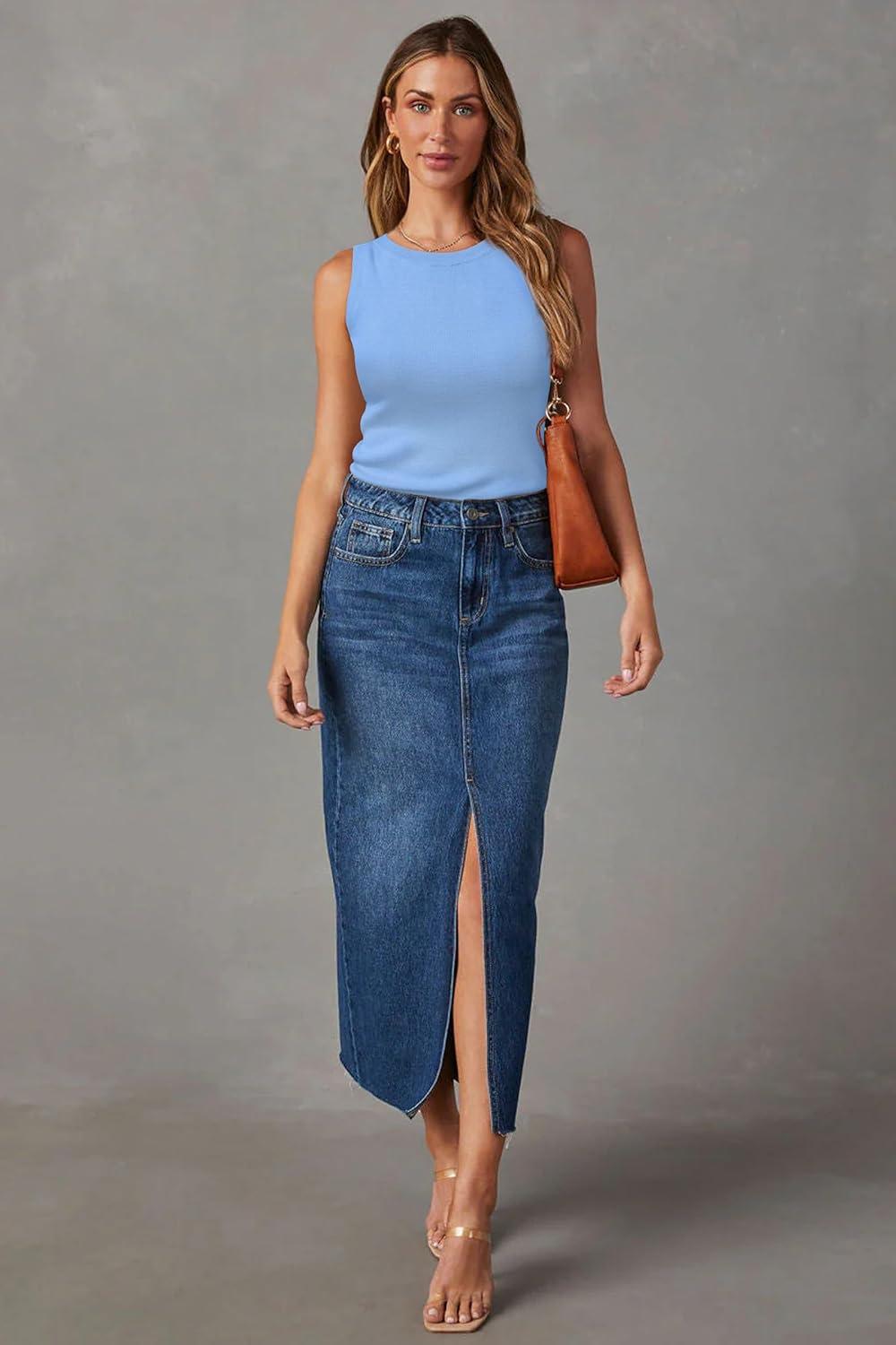 imageArachampampCloz Womens Wool Blend Sweaters Non See Through AllSeason Business Casual Tank 2025Light Blue