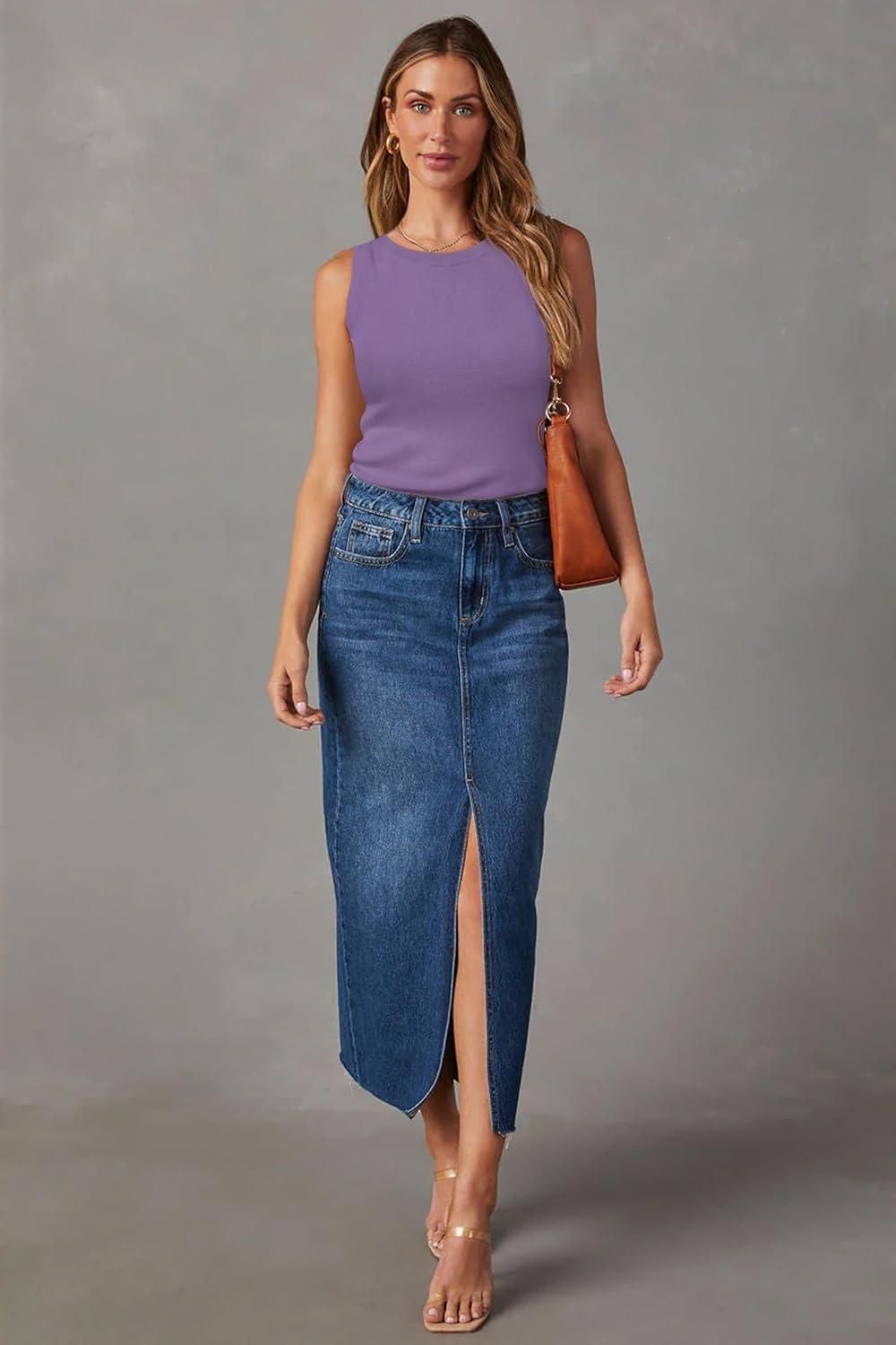 imageArachampampCloz Womens Wool Blend Sweaters Non See Through AllSeason Business Casual Tank 2025Lilac Purple