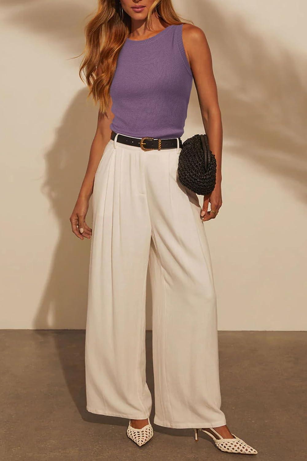 imageArachampampCloz Womens Wool Blend Sweaters Non See Through AllSeason Business Casual Tank 2025Royal Purple