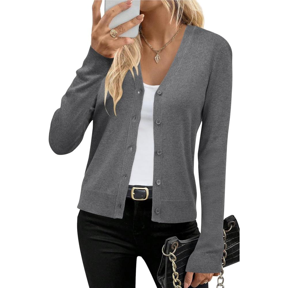 imageArachampampCloz Womens Wool Blend Business Casual Cardigan Sweaters 2025Dark Gray