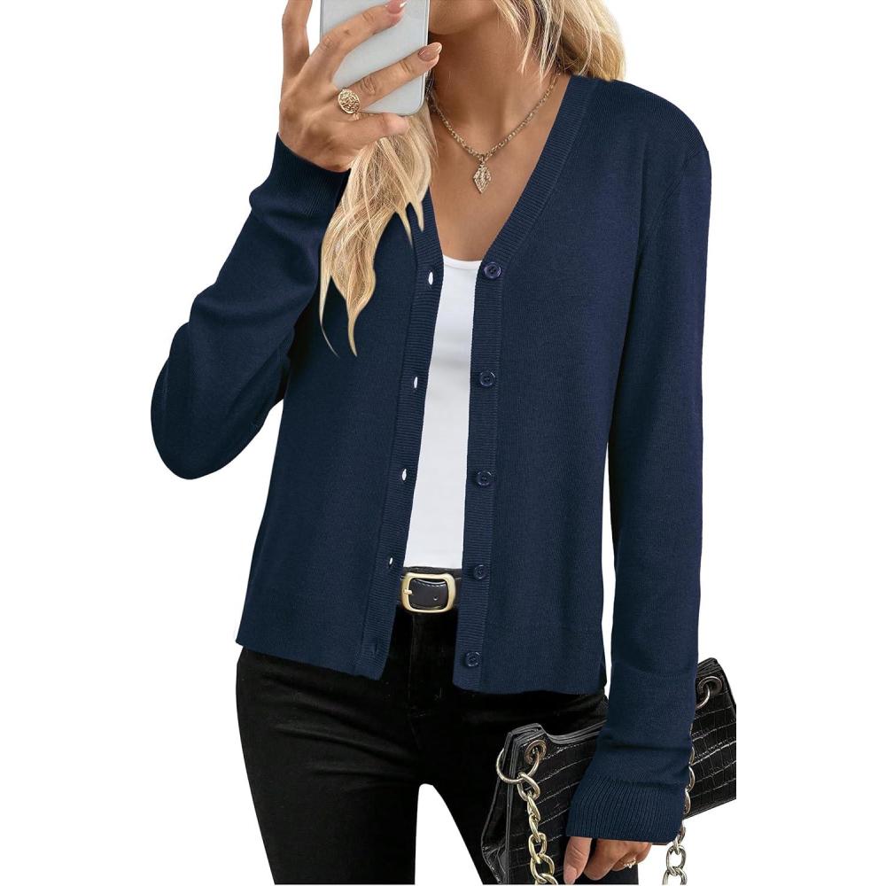 imageArachampampCloz Womens Wool Blend Business Casual Cardigan Sweaters 2025Navy