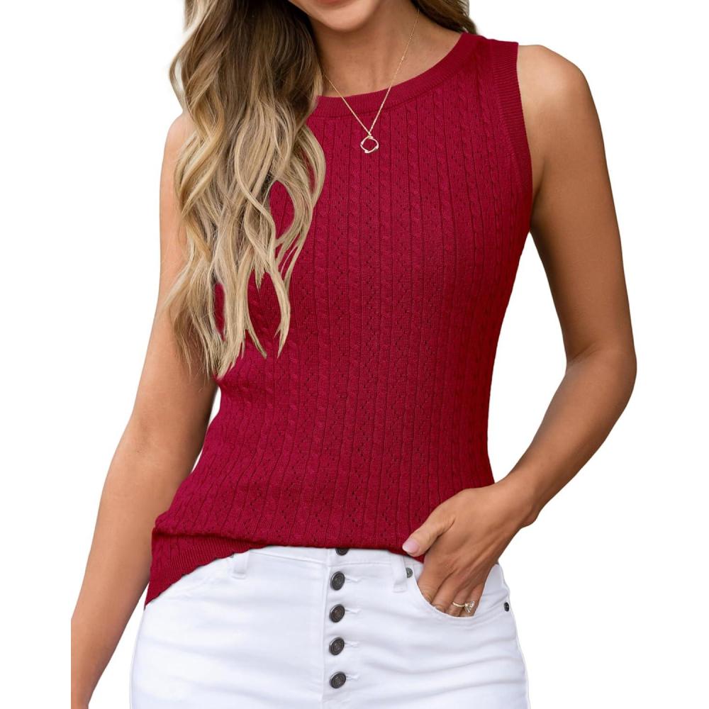 imageArachampampCloz Womens Wool Blend Sweaters Non See Through AllSeason Business Casual Tank 2025Cburgundy Red