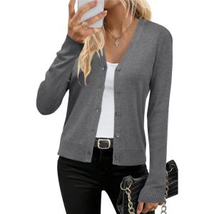 Arach&Cloz Women’s Wool Blend Business Casual Cardigan Sweaters 2025(Dark Gray)